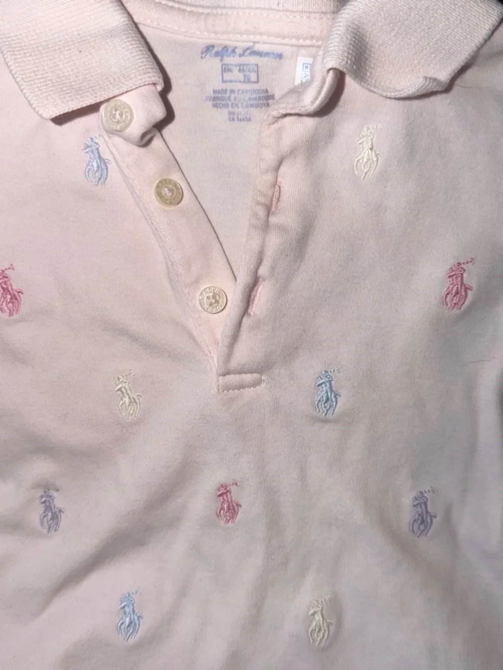 Ralph Lauren Light Pink Polo Tee with Multicolor Pony Embroidery